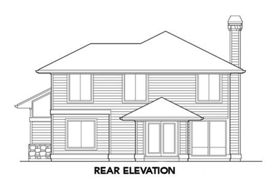 Exterior - Rear Elevation for Prairie House Plan #48-304 - 4 bed, 2.5 bath