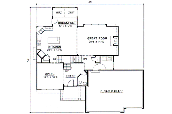 Floor Plan - Main Floor for European House Plan #67-260 - 4 bed, 4 bath