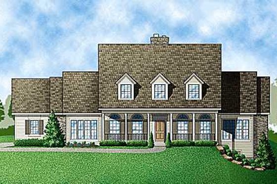 Exterior - Front Elevation for Country House Plan #67-236 - 4 bed, 4 bath