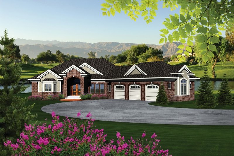 House Blueprint - Traditional Exterior - Front Elevation Plan #70-1091