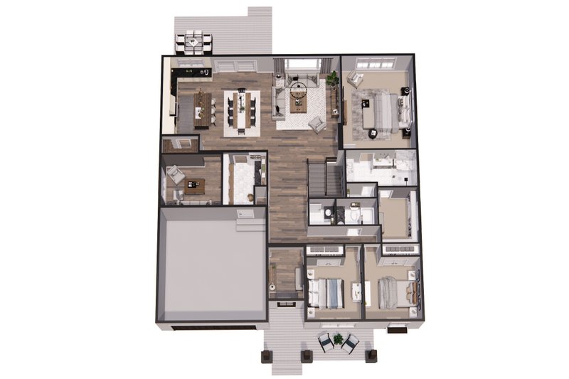 Home Plan - Floor Plan - Main Floor 1 for Farmhouse House Plan #51-1327 - 3 bed, 2.5 bath