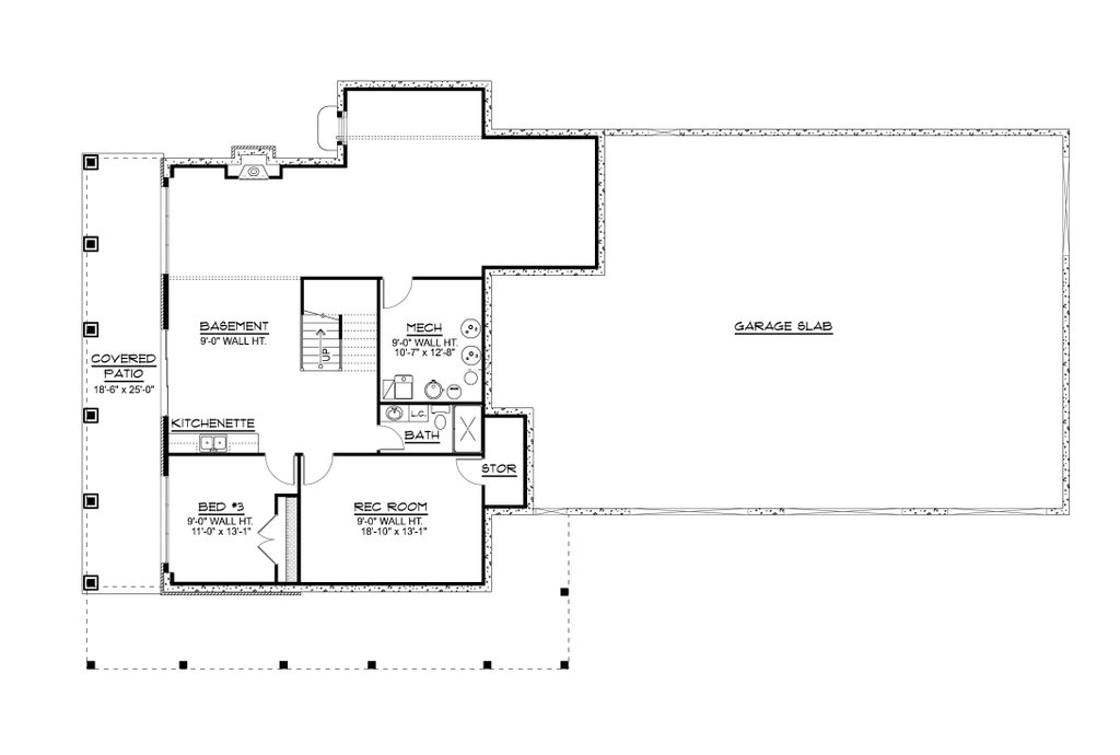 Floor Plan - Lower Floor for Barndominium House Plan #1064-394 - 3 bed, 3 bath