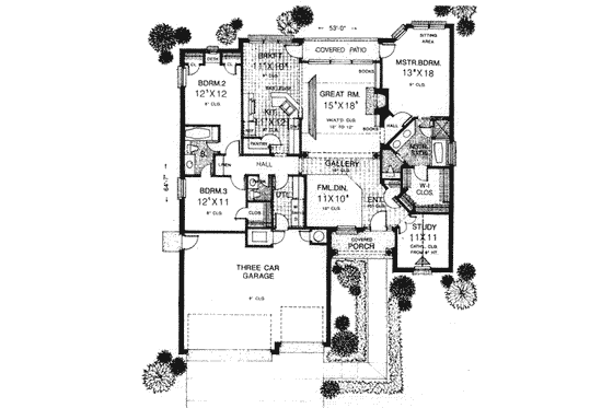 Floor Plan - Main Floor for European House Plan #310-590 - 3 bed, 2.5 bath