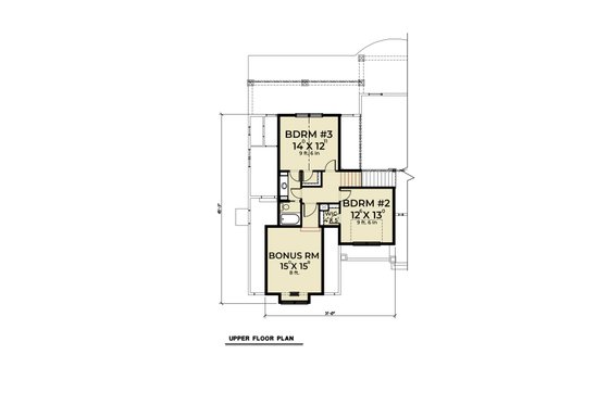 Floor Plan - Upper Floor for Traditional House Plan #1070-58 - 3 bed, 2.5 bath