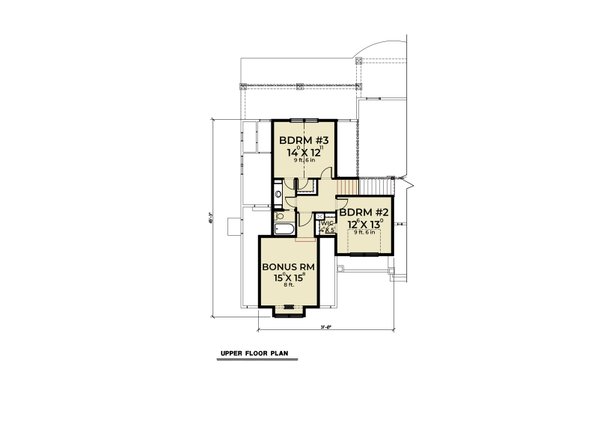 Traditional Floor Plan - Upper Floor Plan #1070-58