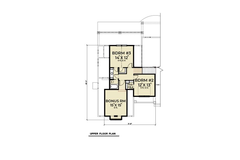Dream House Plan - Floor Plan - Upper Floor for Traditional House Plan #1070-58 - 3 bed, 2.5 bath
