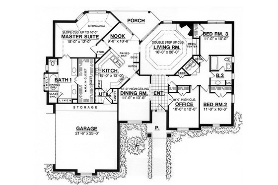Floor Plan - Main Floor for European House Plan #40-160 - 4 bed, 2 bath