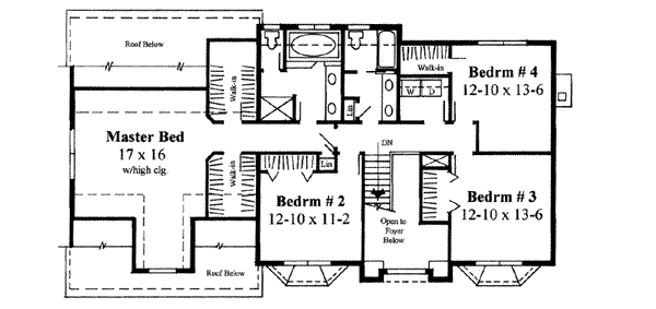 Traditional Floor Plan - Upper Floor Plan #75-145