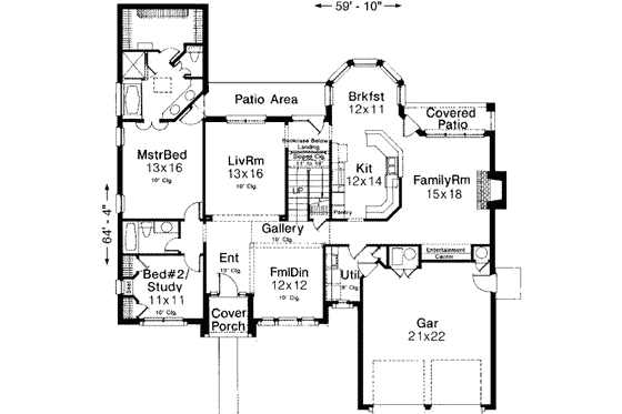 Floor Plan - Main Floor for European House Plan #310-145 - 4 bed, 3 bath
