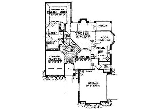 Floor Plan - Main Floor for European House Plan #40-141 - 4 bed, 2.5 bath