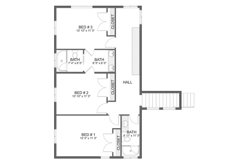 Home Plan - Floor Plan - Upper Floor for Modern House Plan #1060-236 - 4 bed, 4 bath