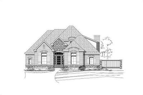 Exterior - Front Elevation for European House Plan #411-478 - 3 bed, 2.5 bath