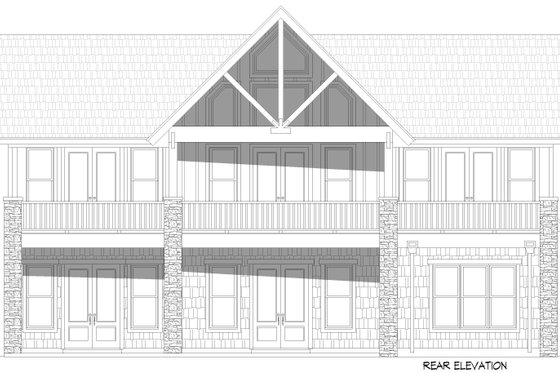Exterior - Rear Elevation for Country House Plan #932-1228 - 3 bed, 3 bath