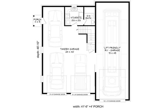 Floor Plan - Main Floor for Southern House Plan #932-78, 0.5 bath