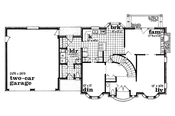 Floor Plan - Main Floor for Colonial House Plan #47-131 - 4 bed, 2.5 bath