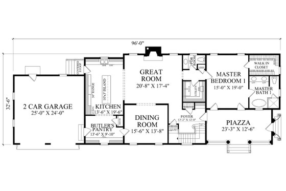Floor Plan - Main Floor for Southern House Plan #137-379 - 4 bed, 4.5 bath