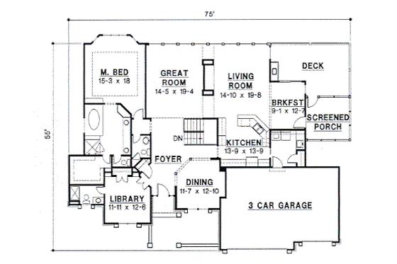 Floor Plan - Main Floor for Traditional House Plan #67-276 - 4 bed, 4 bath