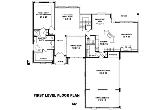 Floor Plan - Main Floor for European House Plan #81-1039 - 4 bed, 3.5 bath