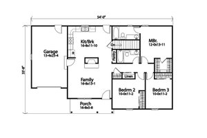 Floor Plan - Main Floor for Traditional House Plan #22-619 - 3 bed, 2 bath
