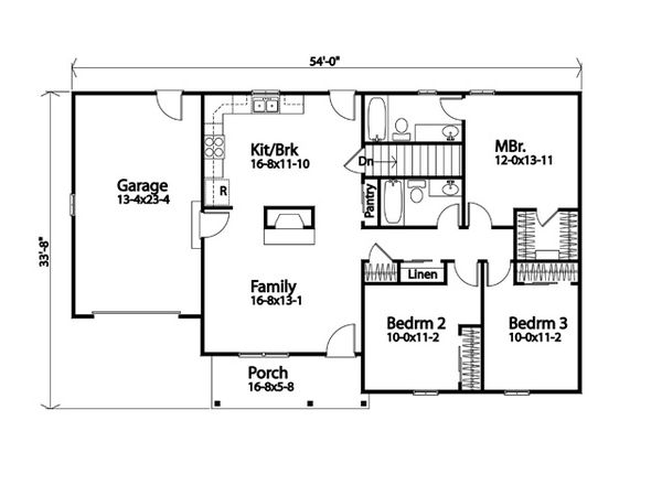 House Design - Traditional Floor Plan - Main Floor Plan #22-619