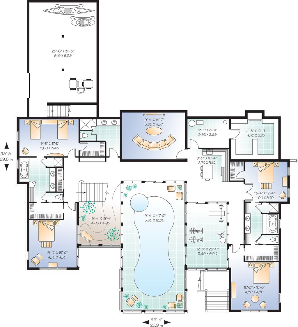 Beach Style House Plan 7 Beds 6 5 Baths 9028 Sq Ft Plan 23 853 Dreamhomesource Com