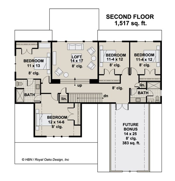 Architectural House Design - Traditional Floor Plan - Upper Floor Plan #51-1208