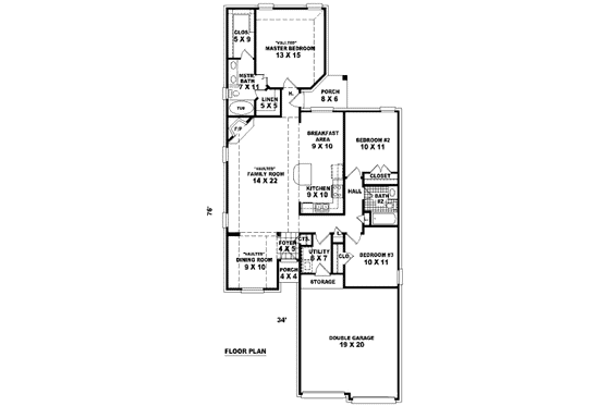 Floor Plan - Main Floor for Traditional House Plan #81-13672 - 3 bed, 2 bath