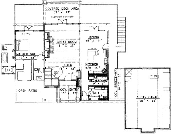 Dream House Plan - Floor Plan - Main Floor for Traditional House Plan #117-349 - 3 bed, 3.5 bath