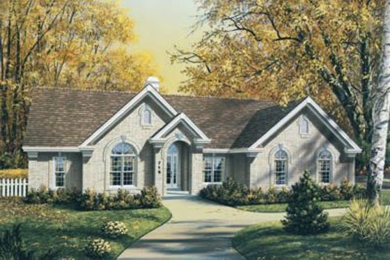 Exterior - Front Elevation 4 for European House Plan #57-182 - 4 bed, 2 bath