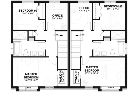 Floor Plan - Upper Floor for Colonial House Plan #23-2149 - 3 bed, 1.5 bath