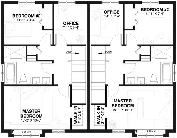Colonial Floor Plan - Upper Floor Plan #23-2149
