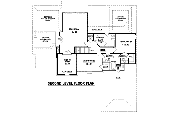 Floor Plan - Upper Floor for European House Plan #81-1241 - 4 bed, 3 bath