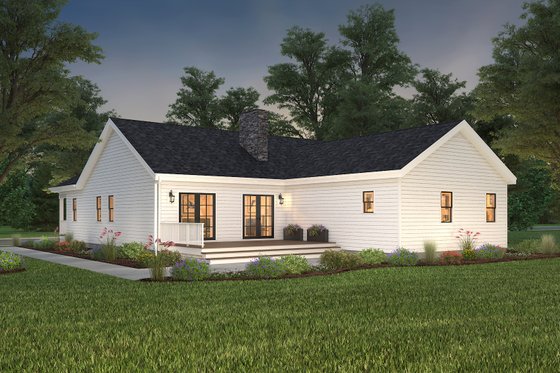 Exterior - Rear Elevation for Country House Plan #497-42 - 3 bed, 2 bath