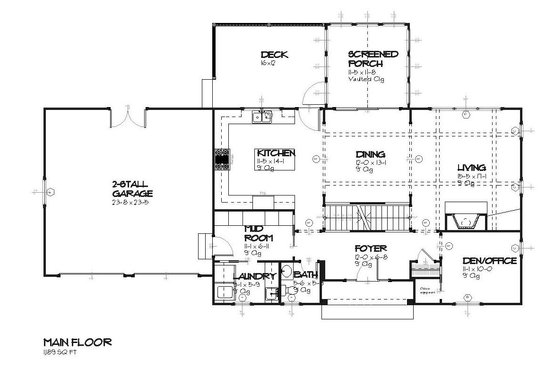 Floor Plan - Main Floor for Traditional House Plan #901-85 - 4 bed, 2.5 bath