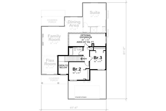 Floor Plan - Upper Floor for Contemporary House Plan #20-2483 - 3 bed, 3 bath