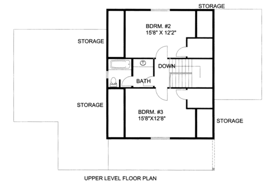 Floor Plan - Upper Floor for Bungalow House Plan #117-670 - 3 bed, 3.5 bath