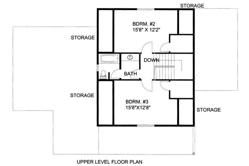House Blueprint - Floor Plan - Upper Floor for Bungalow House Plan #117-670 - 3 bed, 3.5 bath