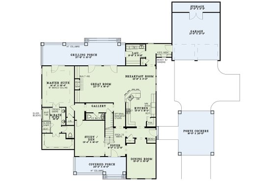 Floor Plan - Main Floor for Colonial House Plan #17-2860 - 4 bed, 3 bath
