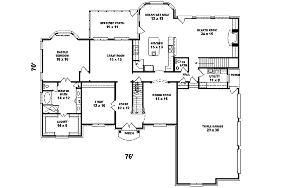 Floor Plan - Main Floor for Colonial House Plan #81-615 - 5 bed, 4 bath