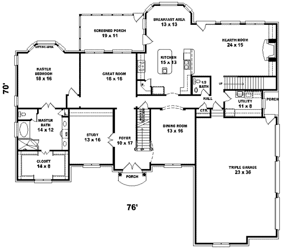 Colonial Floor Plan - Main Floor Plan #81-615