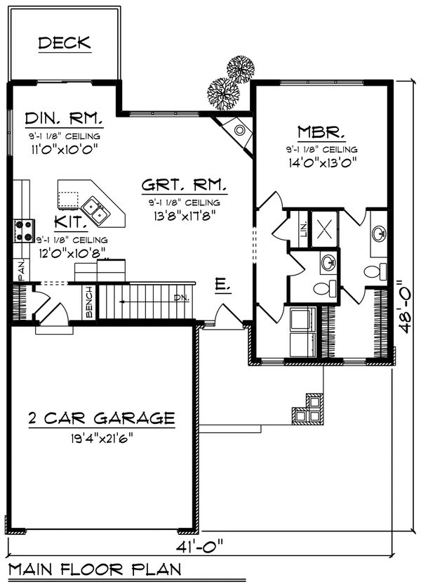 Architectural House Design - Craftsman Floor Plan - Main Floor Plan #70-1213