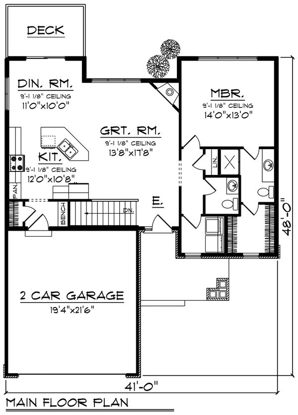 House Blueprint - Craftsman Floor Plan - Main Floor Plan #70-1213