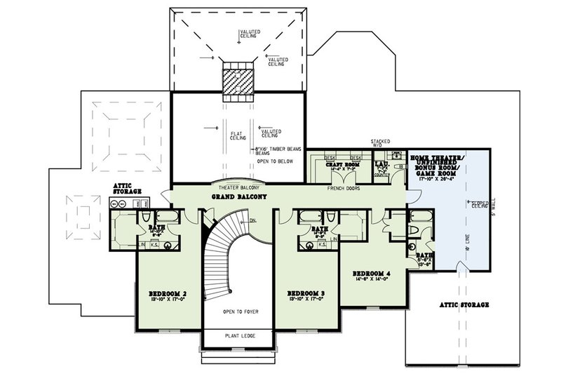 Architectural House Design - Floor Plan - Upper Floor for European House Plan #17-2381 - 4 bed, 4 bath