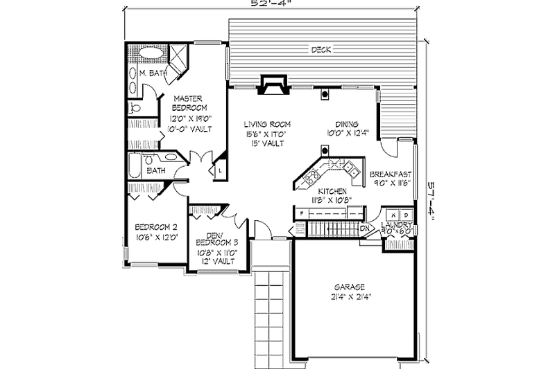 Home Plan - Floor Plan - Main Floor for Traditional House Plan #320-359 - 2 bed, 2 bath