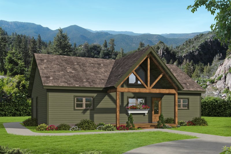 Cabin Style House Plan - 2 Beds 2 Baths 1357 Sq/Ft Plan #932-56