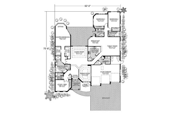 Floor Plan - Main Floor for Mediterranean House Plan #420-213 - 4 bed, 4 bath
