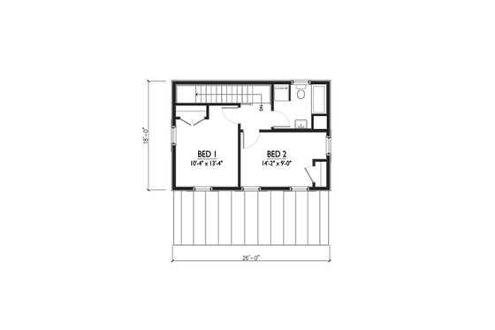 Floor Plan - Upper Floor for Cottage House Plan #514-13 - 2 bed, 1 bath