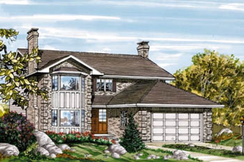 Exterior - Front Elevation 2 for European House Plan #47-452 - 3 bed, 2.5 bath
