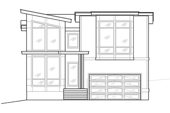 Exterior - Front Elevation 3 for Contemporary House Plan #1066-81 - 4 bed, 2.5 bath