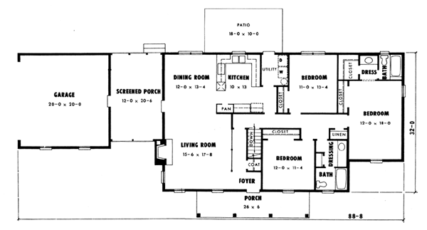 Ranch Floor Plan - Main Floor Plan #10-133